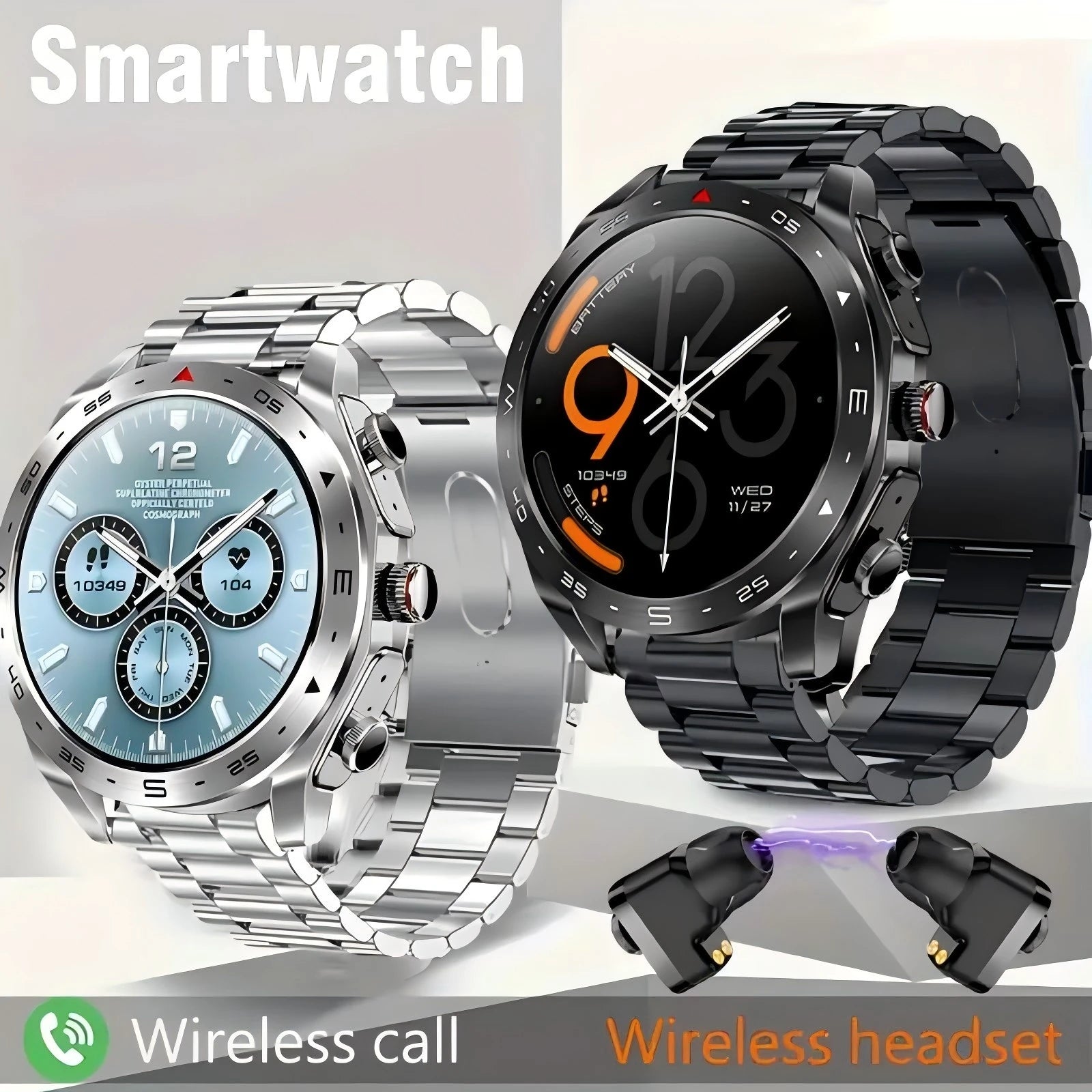 2024 Smart Watch with TWS Earphones – Bluetooth Call & HIFI 9D Sound