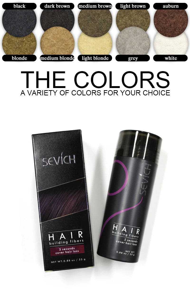 SEVICH Hair Building Fibers – 25g Keratin Thickening Powder