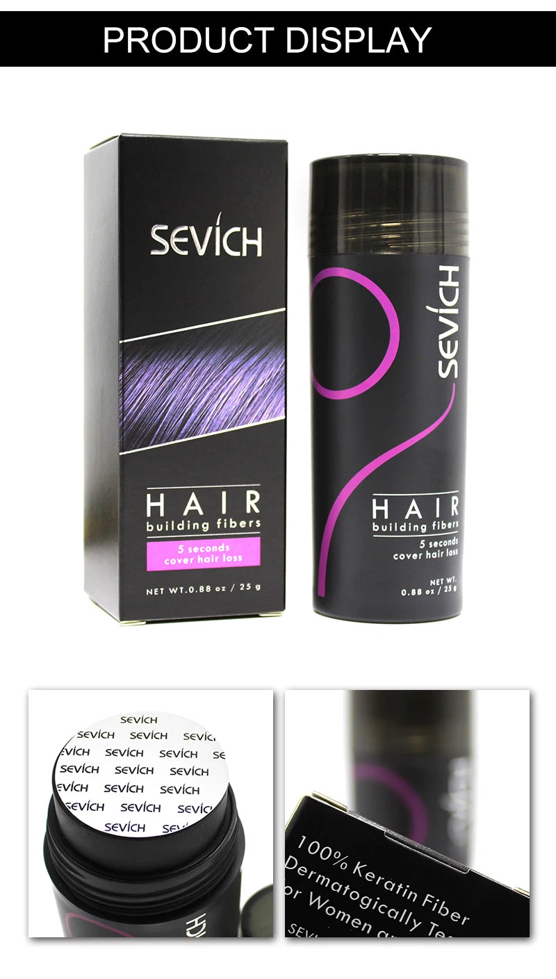 SEVICH Hair Building Fibers – 25g Keratin Thickening Powder