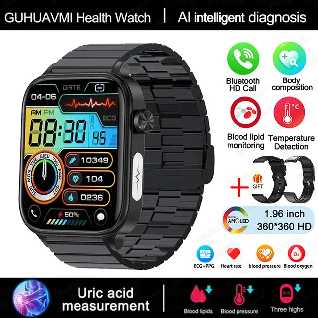 2025 ECG+PPG Smart Watch – Blood Pressure & Health Tracker