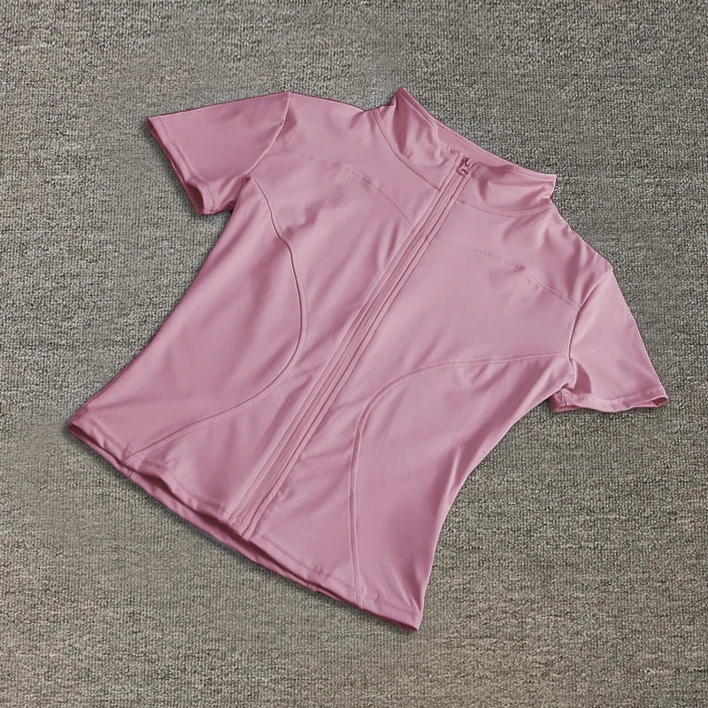 Women’s Slim Fit Quick-Dry Sports Top – Full Zip Yoga & Running Tee
