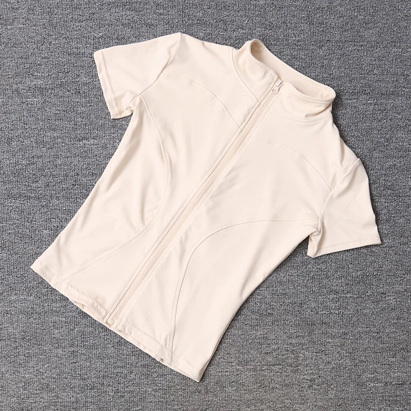 Women’s Slim Fit Quick-Dry Sports Top – Full Zip Yoga & Running Tee