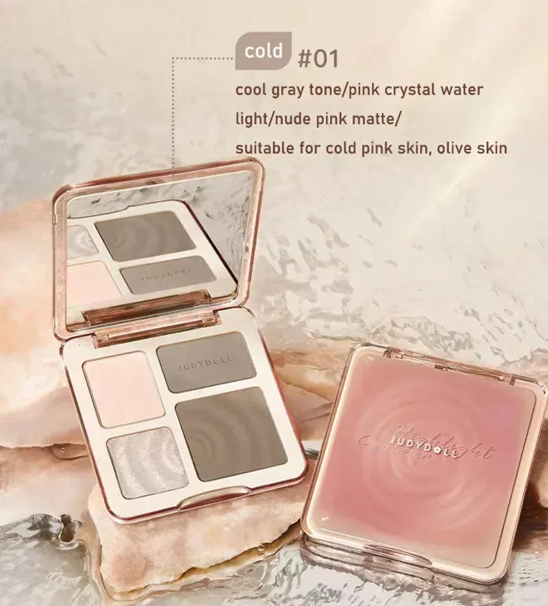 Judydoll Highlighter & Contour Palette – Nude 3D Face Bronzer