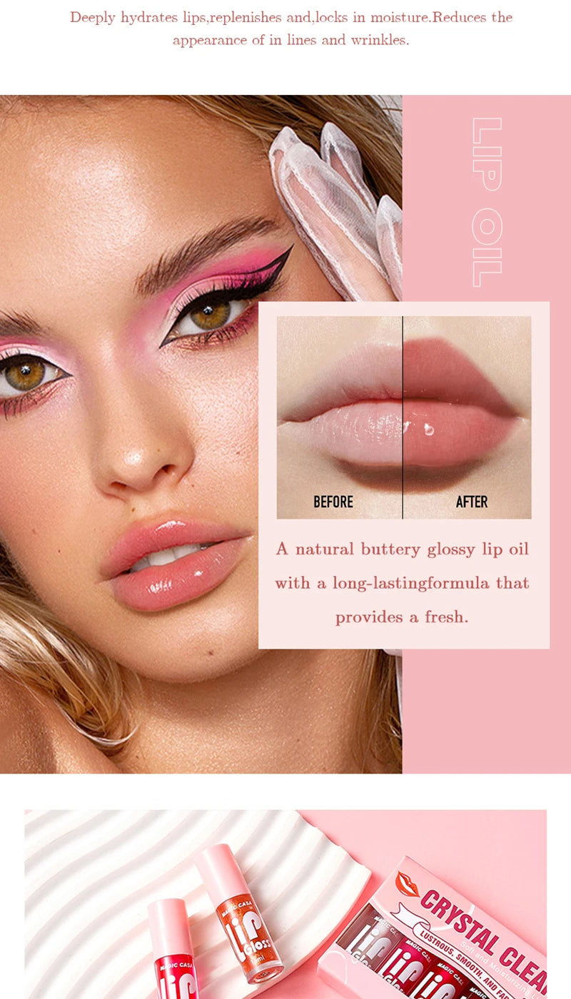 MAGIC CASA Jelly Lip Oil Set – 6pcs Plumping & Hydrating Gloss