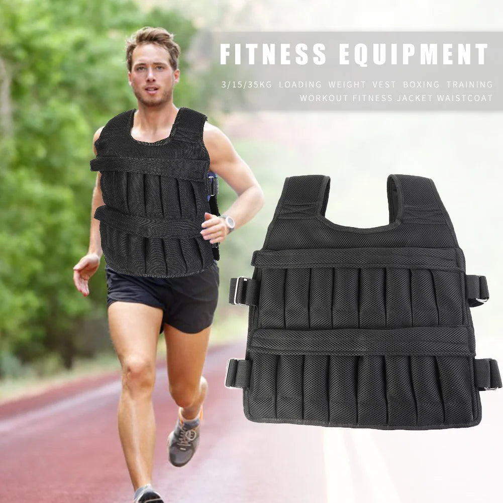 Adjustable Weighted Vest – 3/15/35kg Fitness & Running Jacket