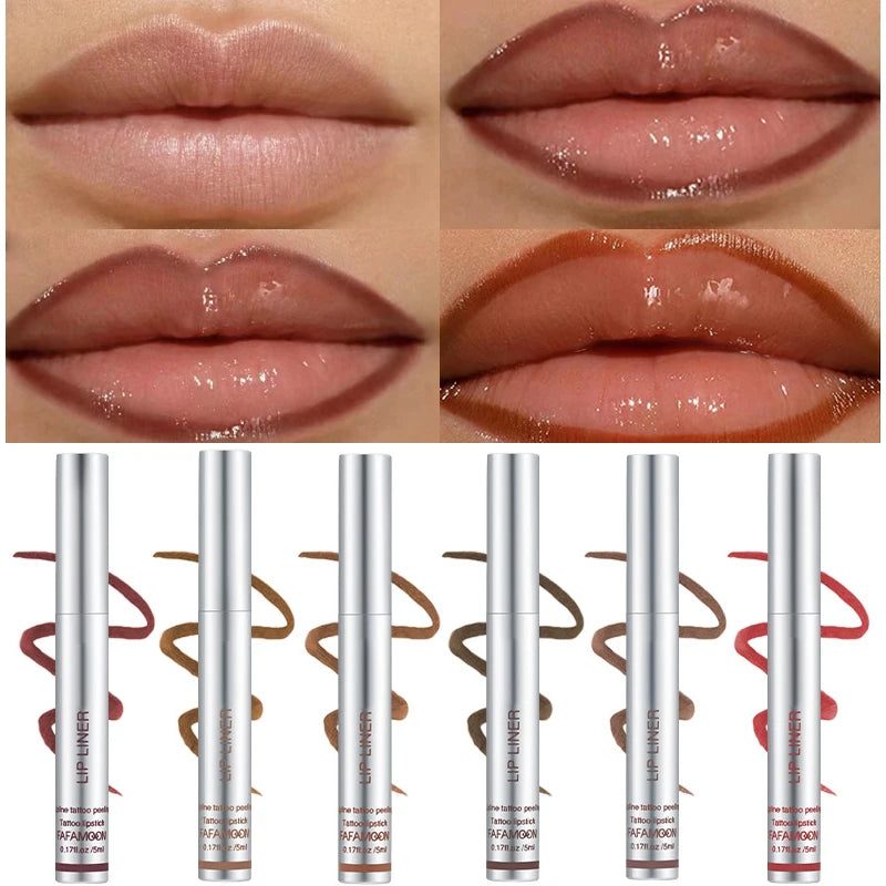 6-Color Waterproof Lip Liner & Peel-Off Tattoo Tint Gloss