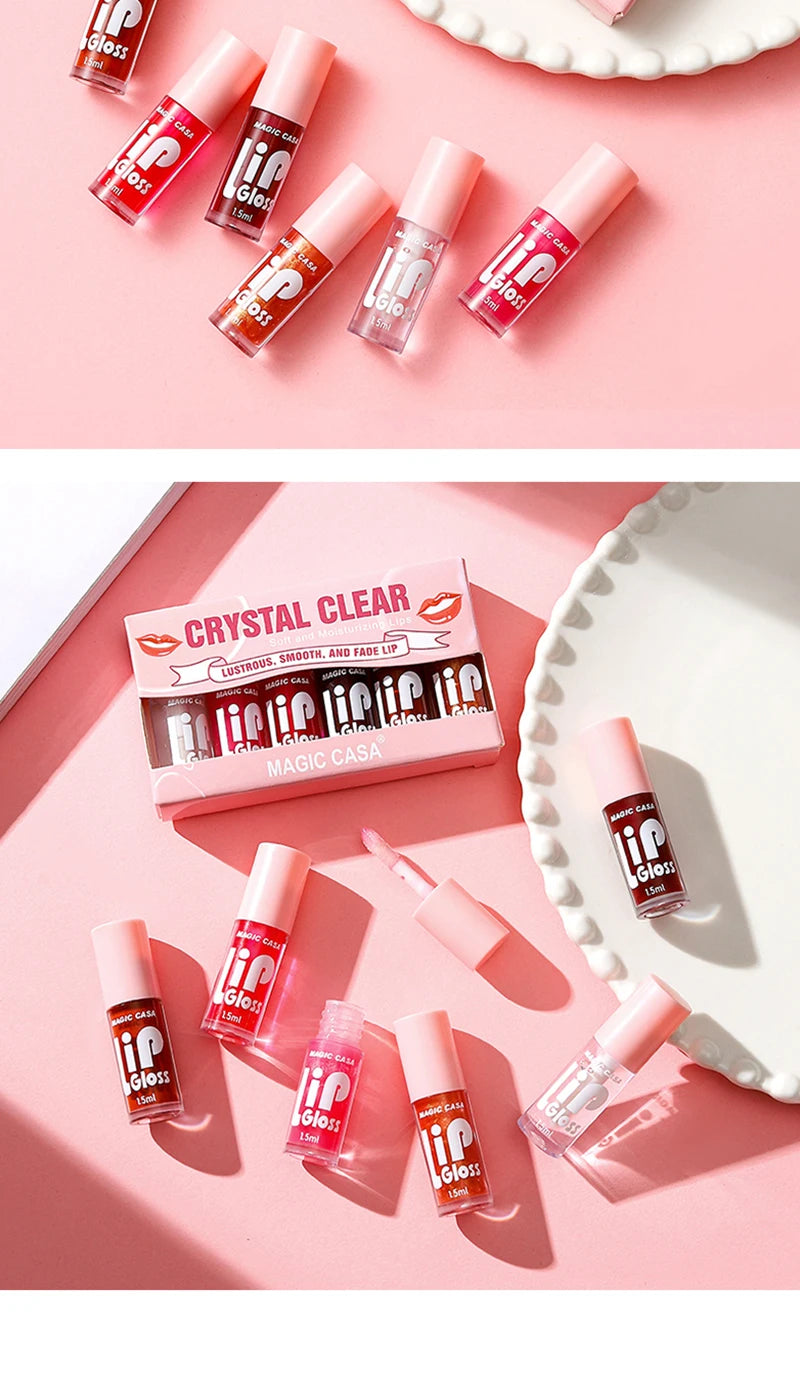 MAGIC CASA Jelly Lip Oil Set – 6pcs Plumping & Hydrating Gloss