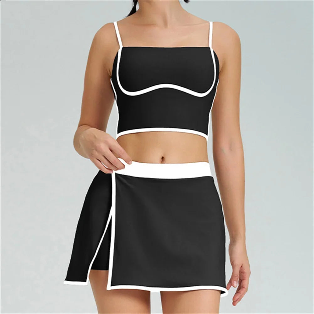Women’s 1/2PCS Yoga & Gym Tracksuit – Bra & Shorts/Skirt Set