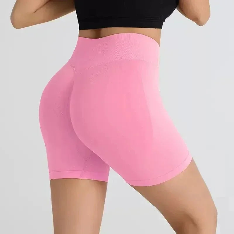 Peach Hip Lifting High Waist Sports Shorts – Slimming Fitness Pants