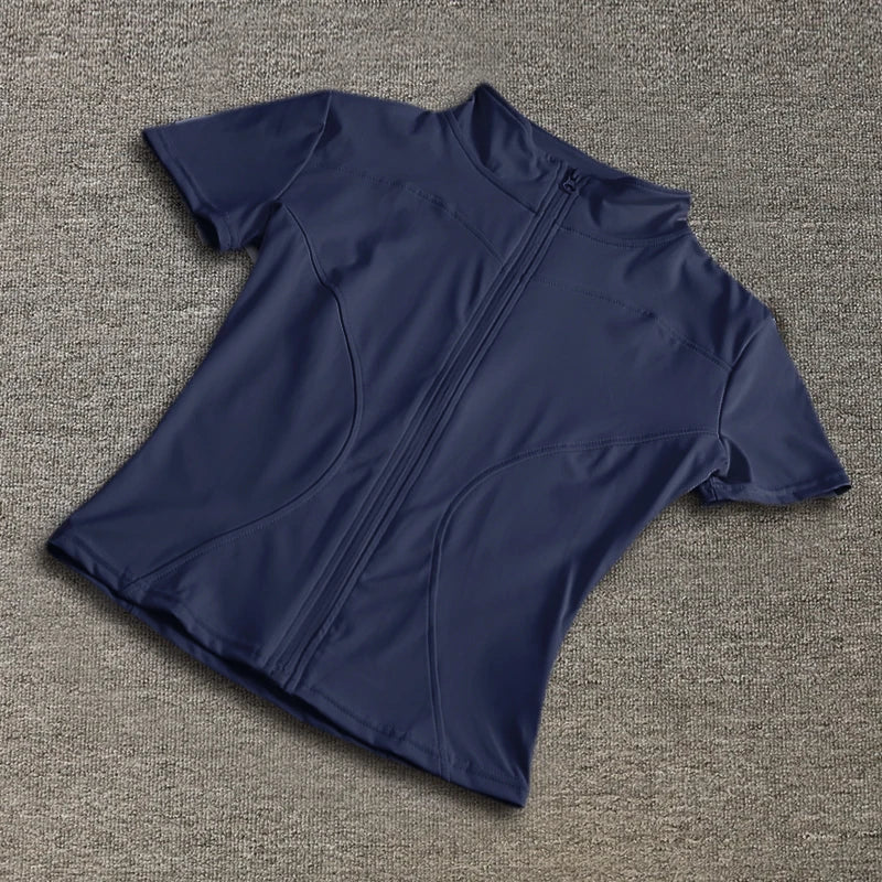 Women’s Slim Fit Quick-Dry Sports Top – Full Zip Yoga & Running Tee