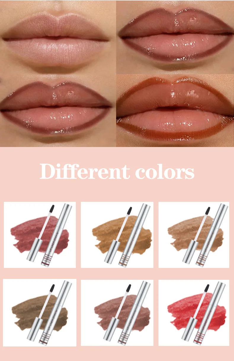 6-Color Waterproof Lip Liner & Peel-Off Tattoo Tint Gloss