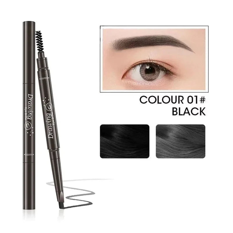 2-in-1 Waterproof Eyebrow Pencil & Tattoo Brush – 5 Colors