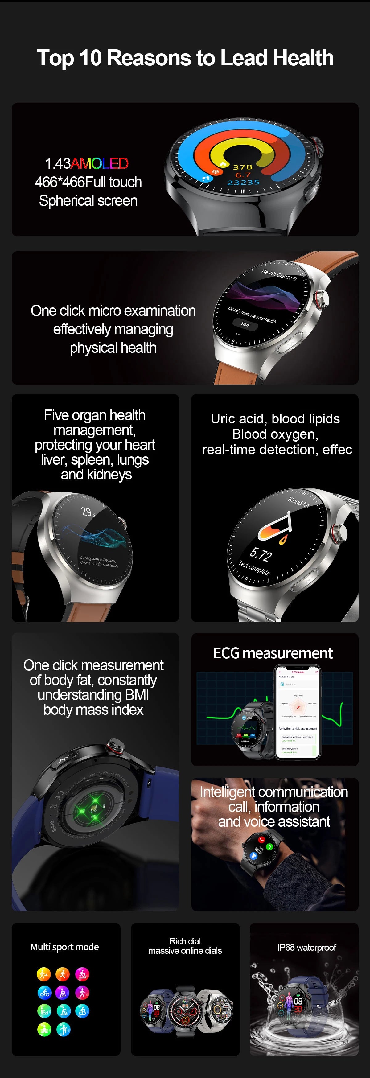 2025 Nursing Grade Smart Watch – Health Monitoring & Bluetooth Call