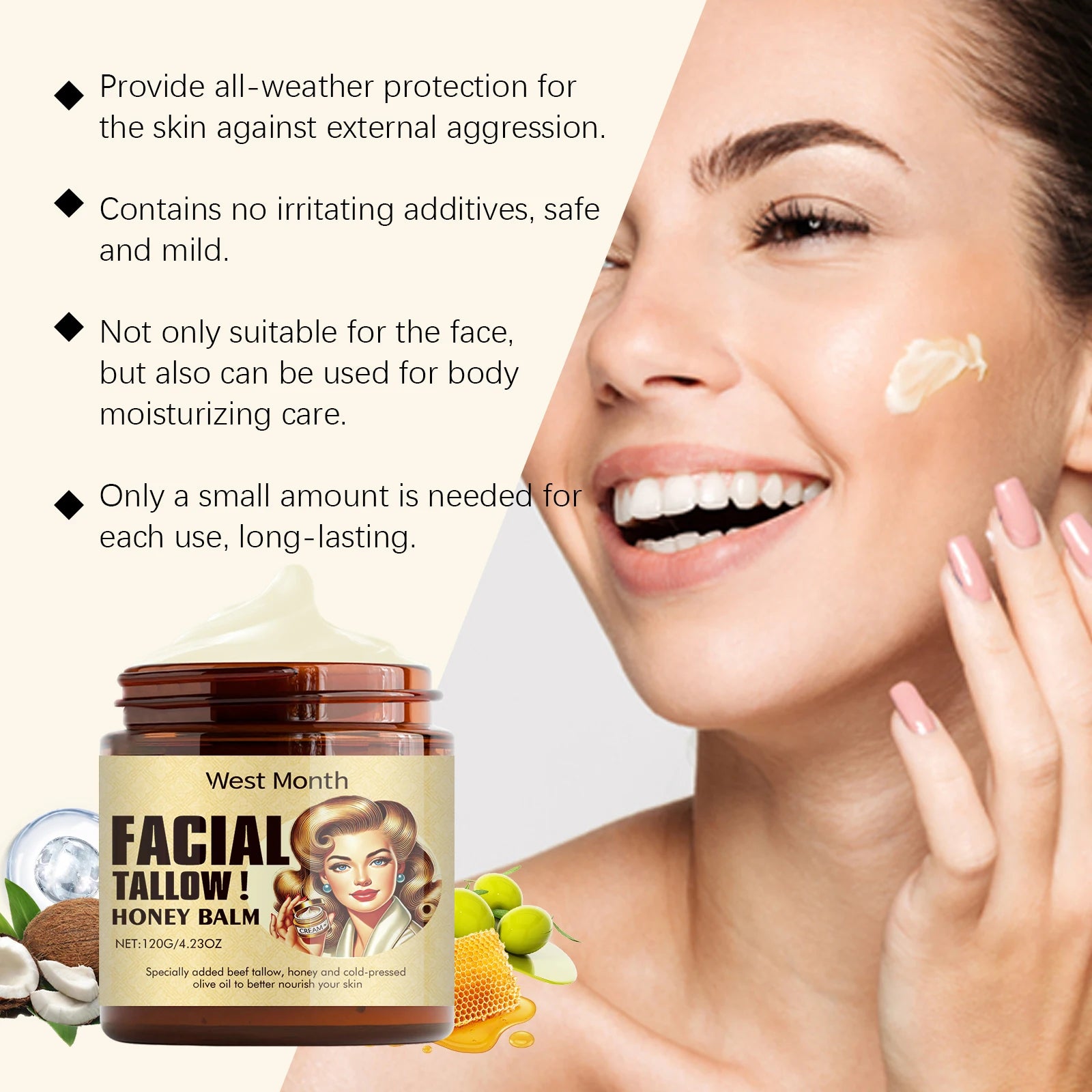 Beef Tallow Face Cream – Long-Lasting Moisturizing