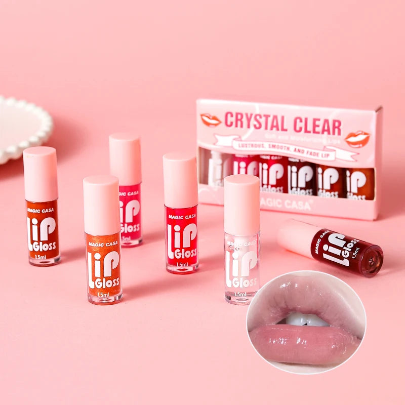 MAGIC CASA Jelly Lip Oil Set – 6pcs Plumping & Hydrating Gloss