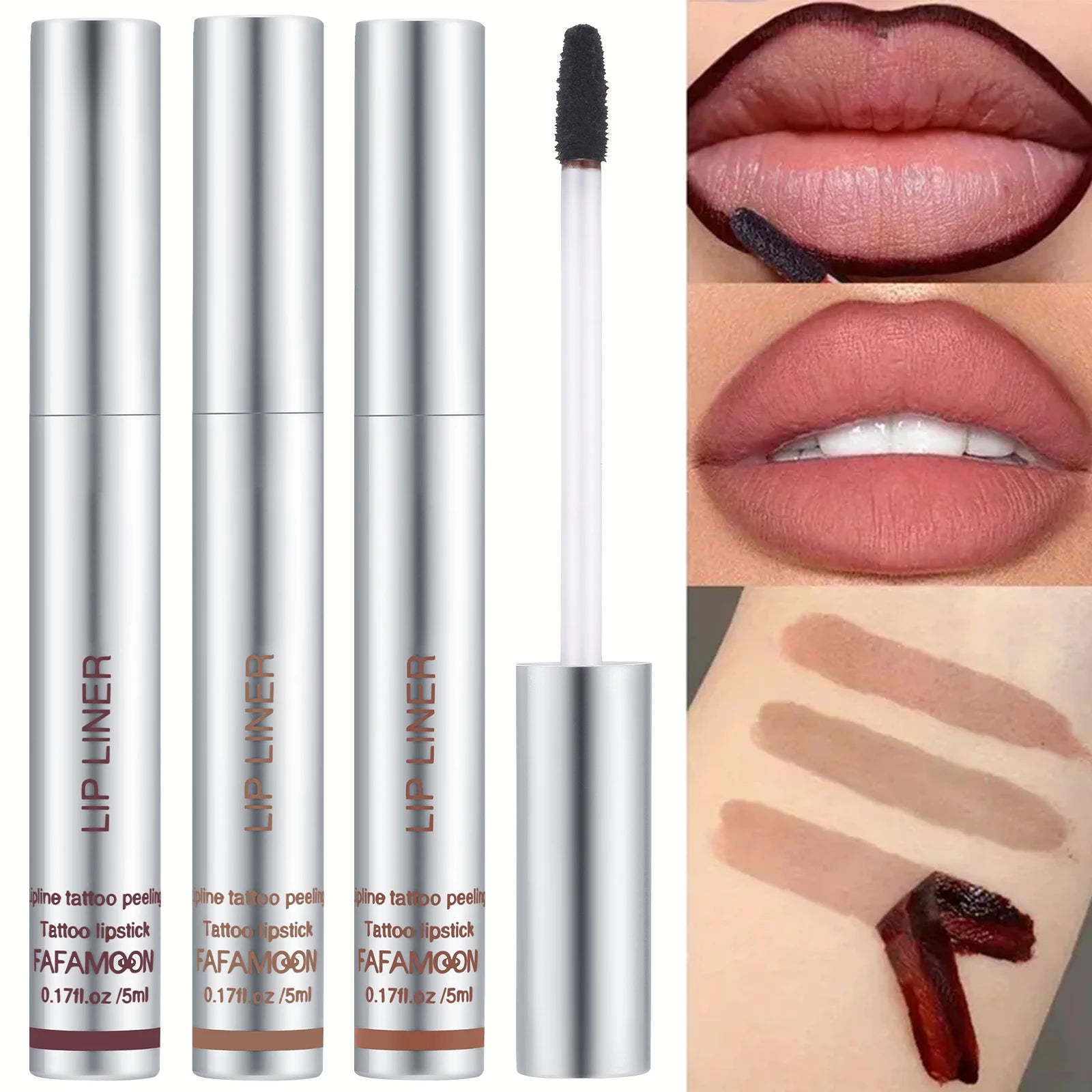 6-Color Waterproof Lip Liner & Peel-Off Tattoo Tint Gloss