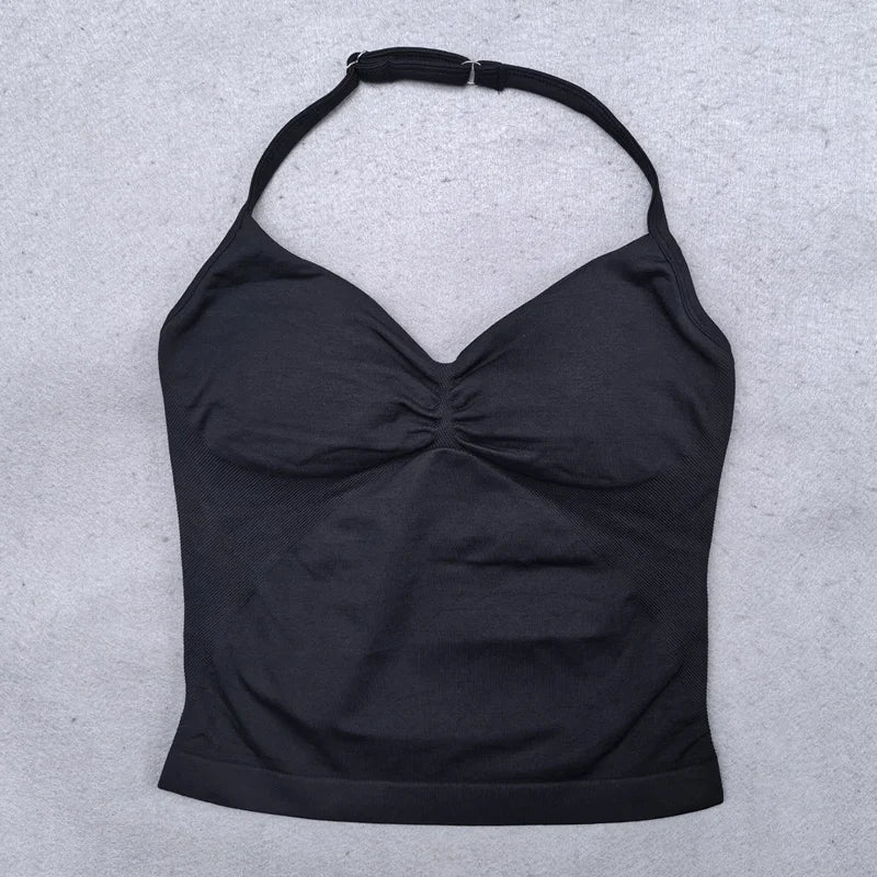 2-Piece Women’s Seamless Yoga Set – Strappy Tank & Scrunch Shorts