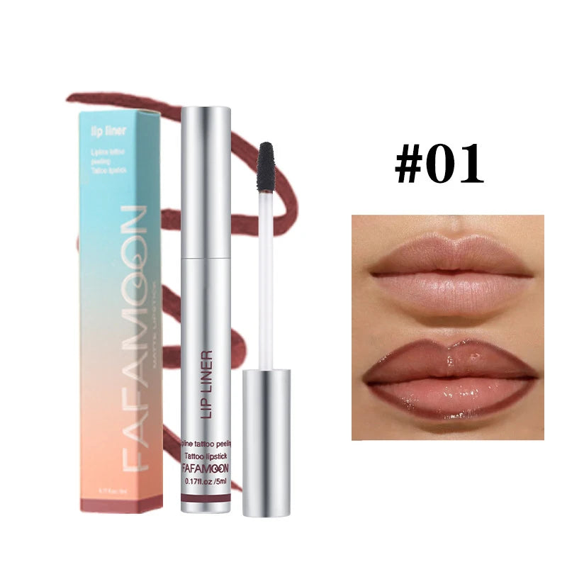 6-Color Waterproof Lip Liner & Peel-Off Tattoo Tint Gloss