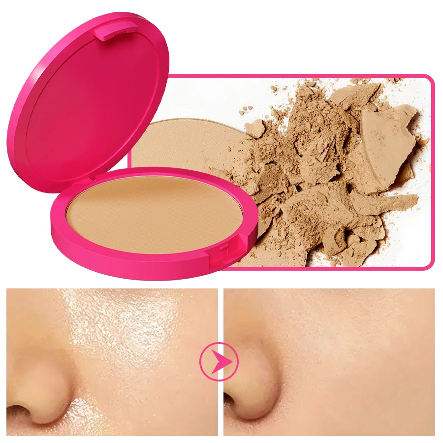 Natural Matte Pressed Powder – Oil Control & Whitening Foundation