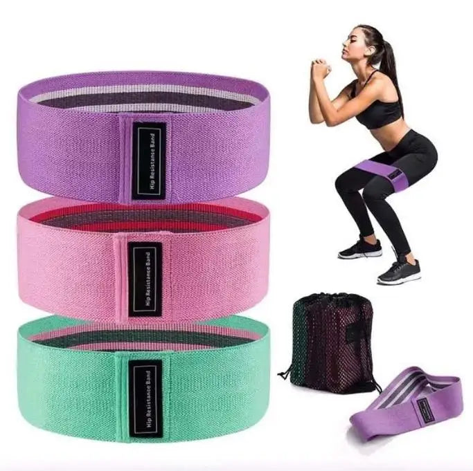 3pcs Fabric Resistance Bands – Hip, Glute & Thigh Workout Loops