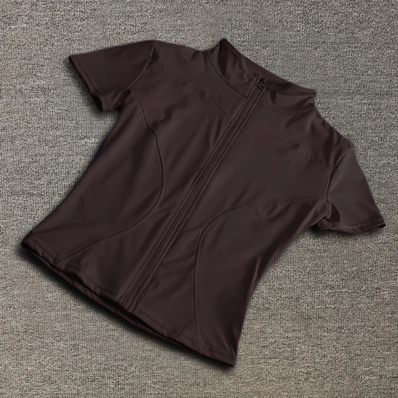 Women’s Slim Fit Quick-Dry Sports Top – Full Zip Yoga & Running Tee
