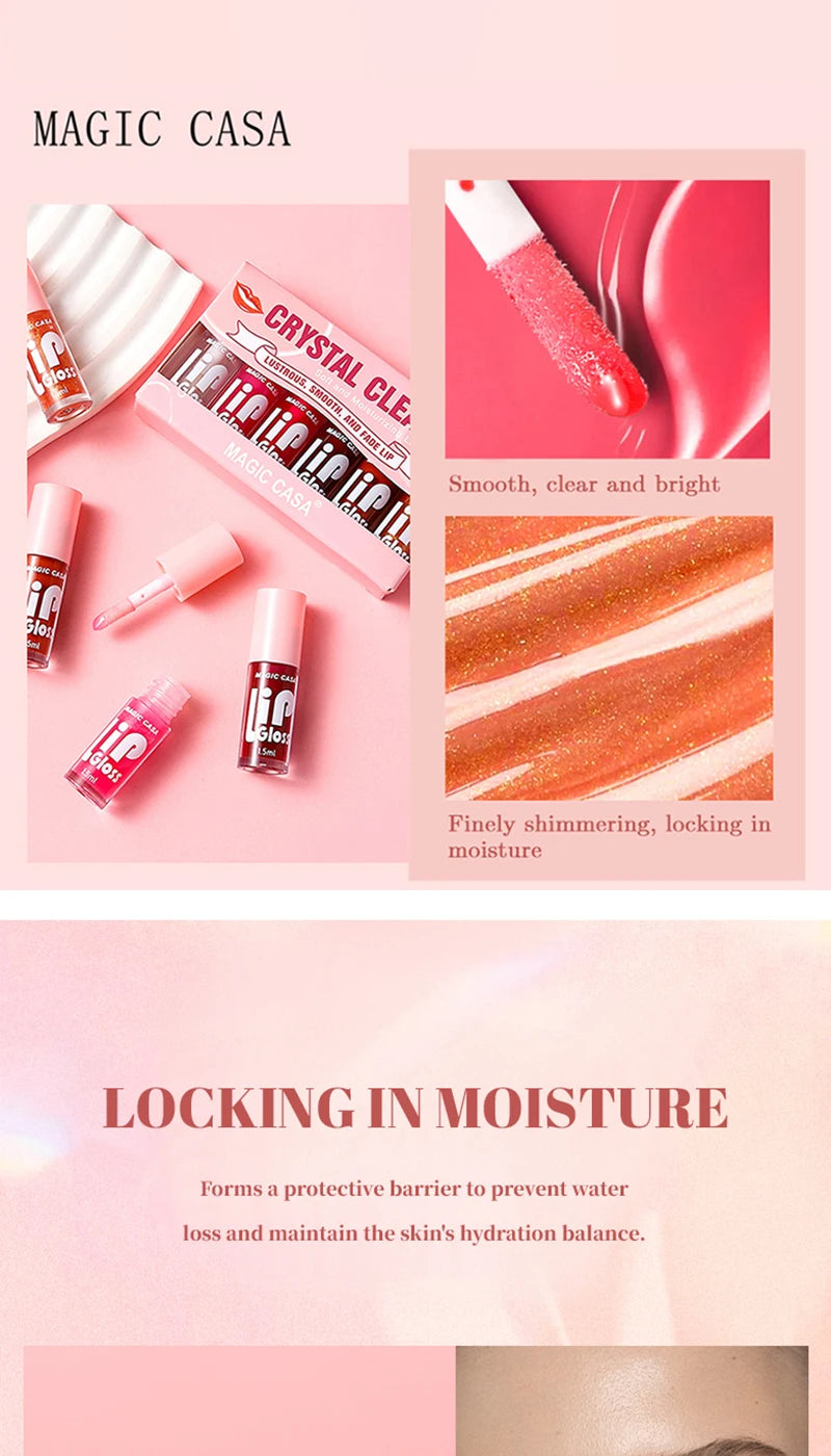 MAGIC CASA Jelly Lip Oil Set – 6pcs Plumping & Hydrating Gloss