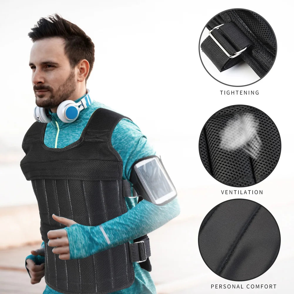 Adjustable Weighted Vest – 3/15/35kg Fitness & Running Jacket