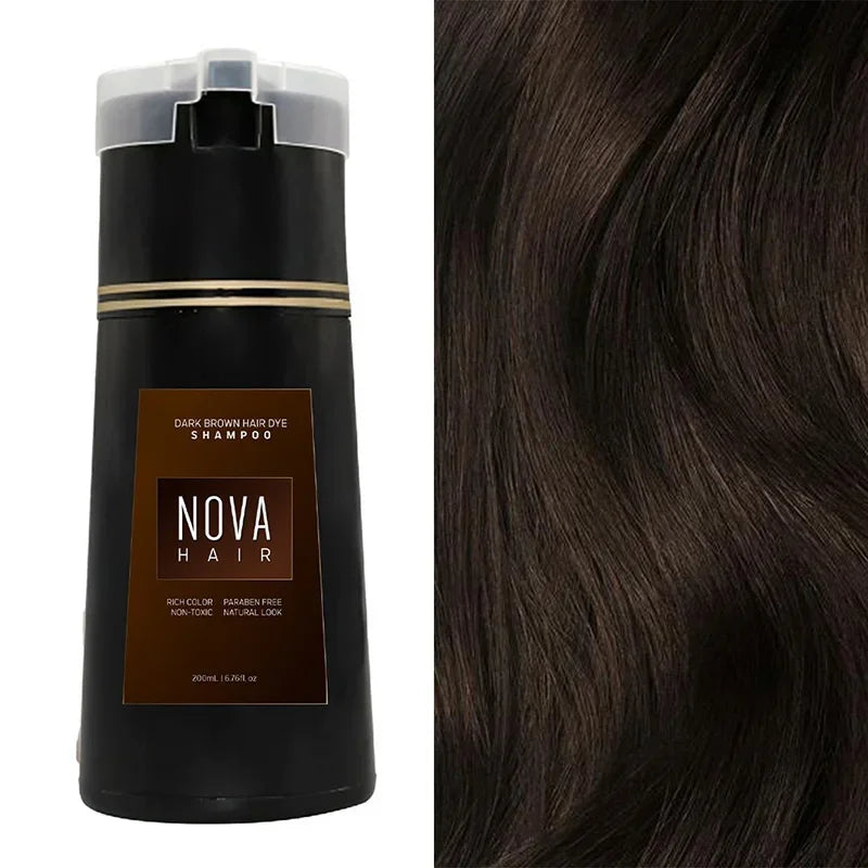 Nova 3-in-1 Natural Black Hair Dye Shampoo – Fast White Hair Coverage