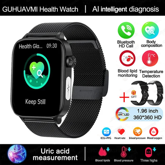 2025 ECG+PPG Smart Watch – Blood Pressure & Health Tracker