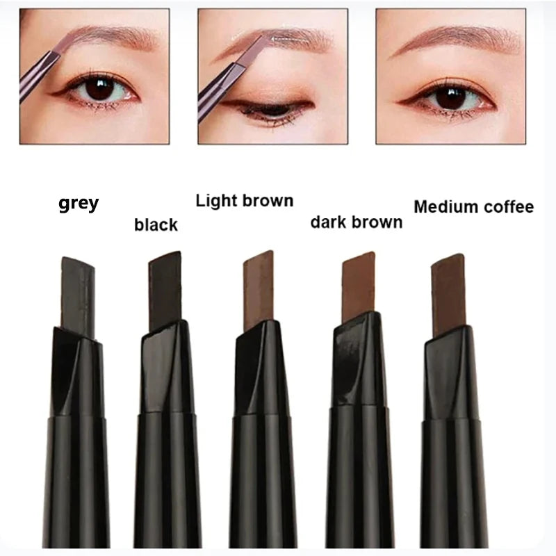 2-in-1 Waterproof Eyebrow Pencil & Tattoo Brush – 5 Colors