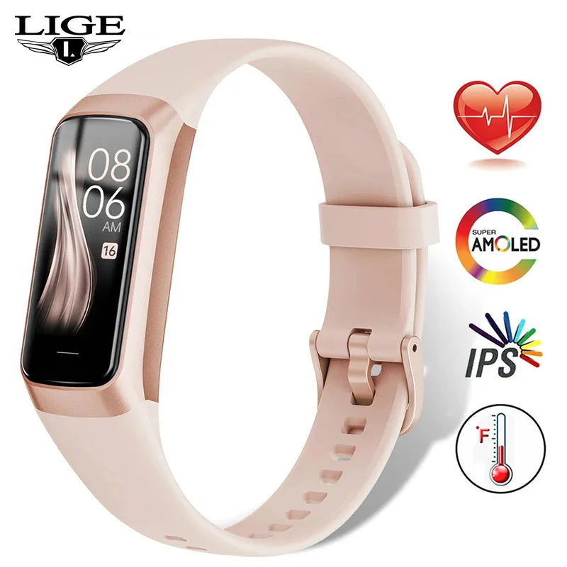 LIGE AMOLED Smart Watch – Heart Rate & Waterproof Fitness Tracker