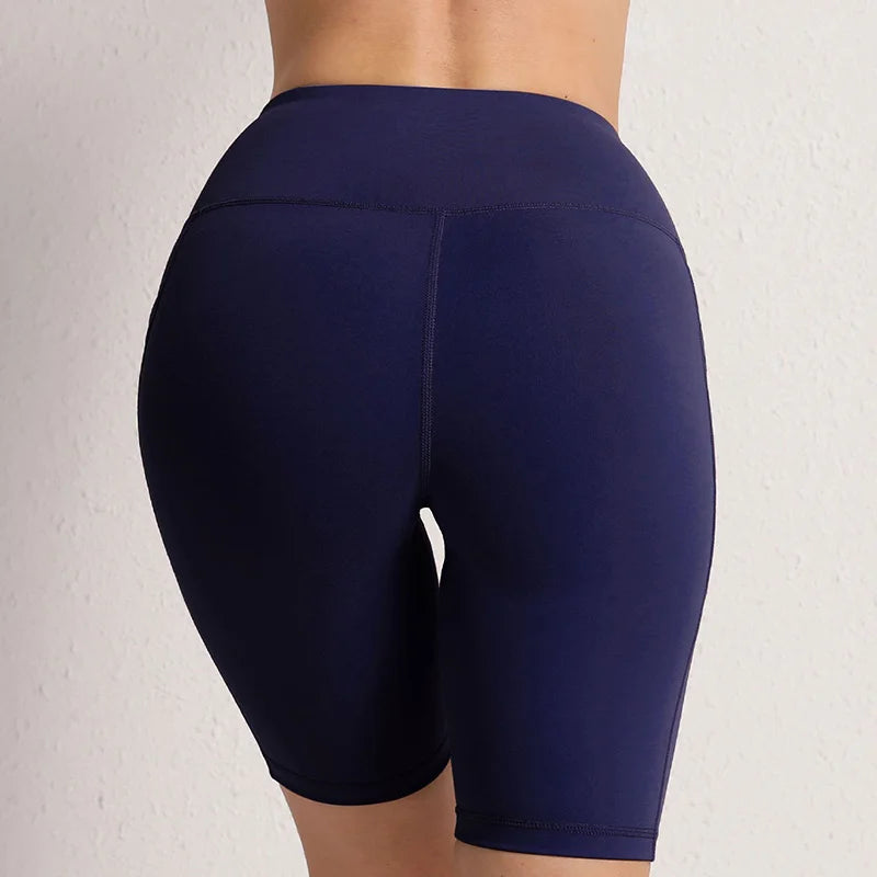 CHRLEISURE Women’s Yoga Shorts – Seamless Fitness Tights with Pockets