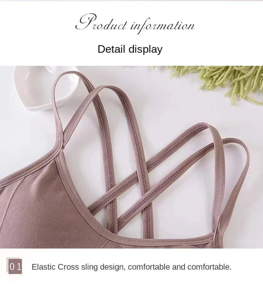Women’s Cross Strap Sports Bra – Push-Up Seamless Fitness Top