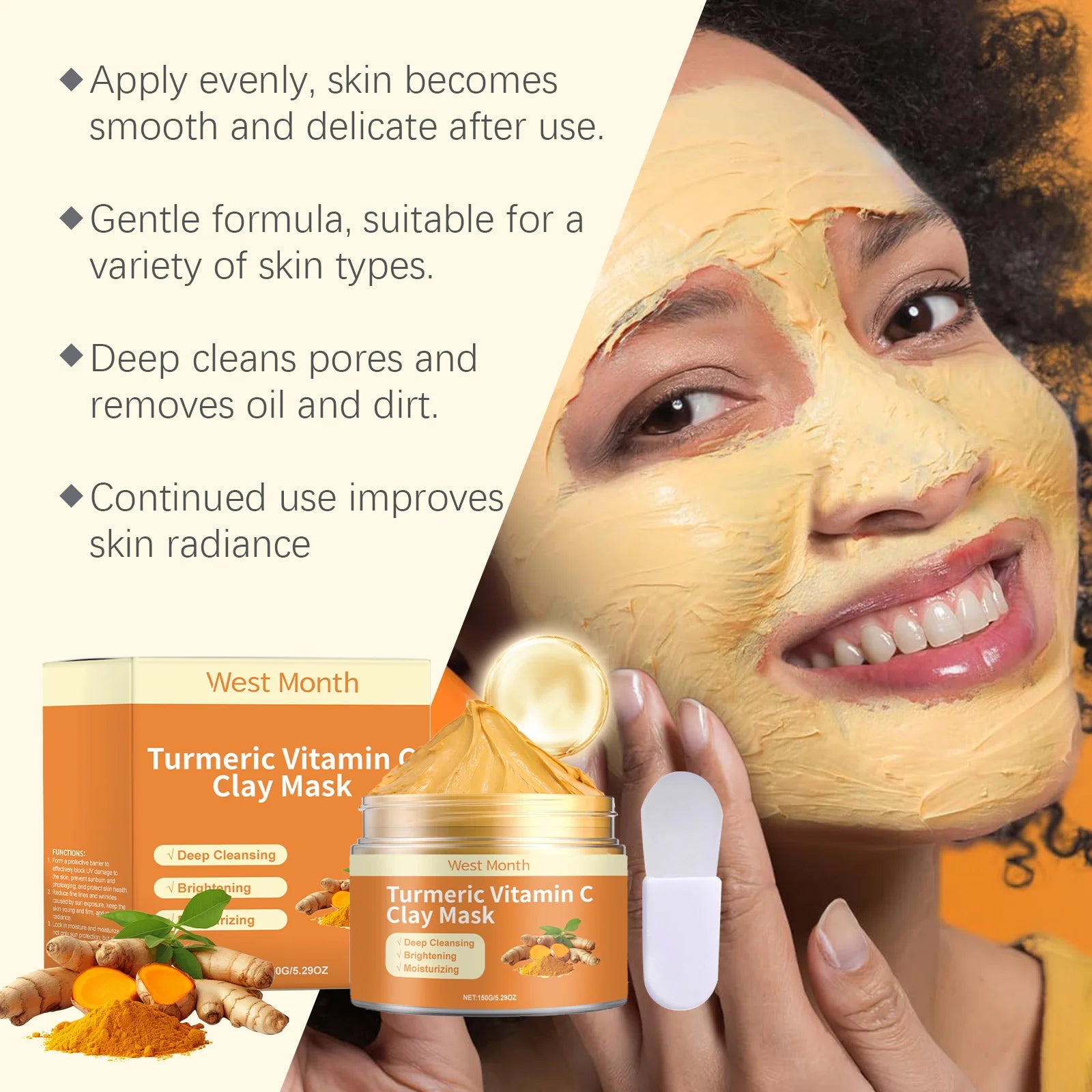 Vitamin C Turmeric Mud Mask – Exfoliating & Deep Cleansing Face Mask