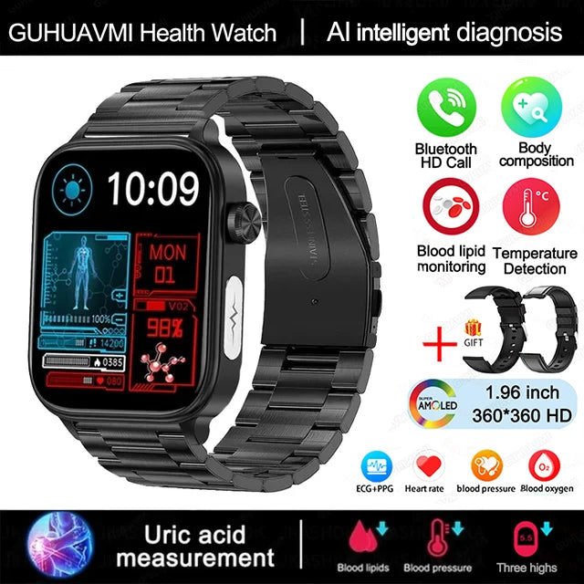 2025 ECG+PPG Smart Watch – Blood Pressure & Health Tracker