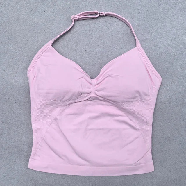 2-Piece Women’s Seamless Yoga Set – Strappy Tank & Scrunch Shorts