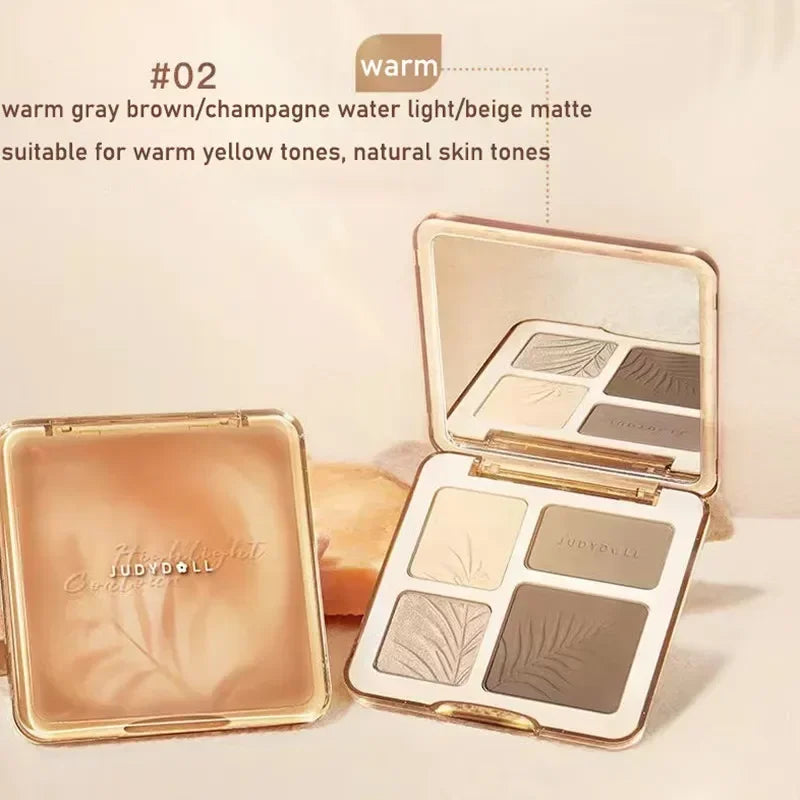 Judydoll Highlighter & Contour Palette – Nude 3D Face Bronzer