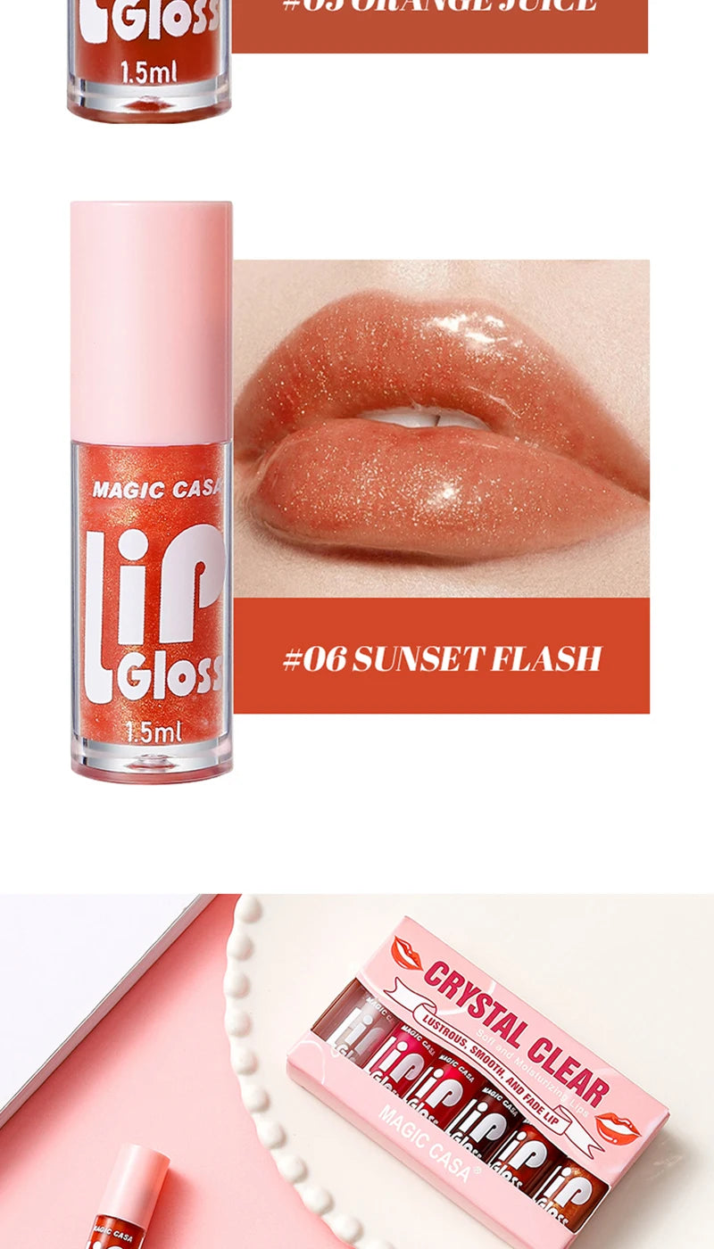 MAGIC CASA Jelly Lip Oil Set – 6pcs Plumping & Hydrating Gloss