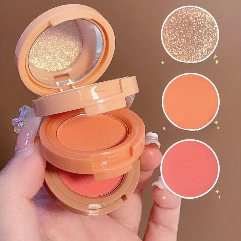 3-in-1 Blush & Highlighter Palette – Matte & Shimmer Waterproof