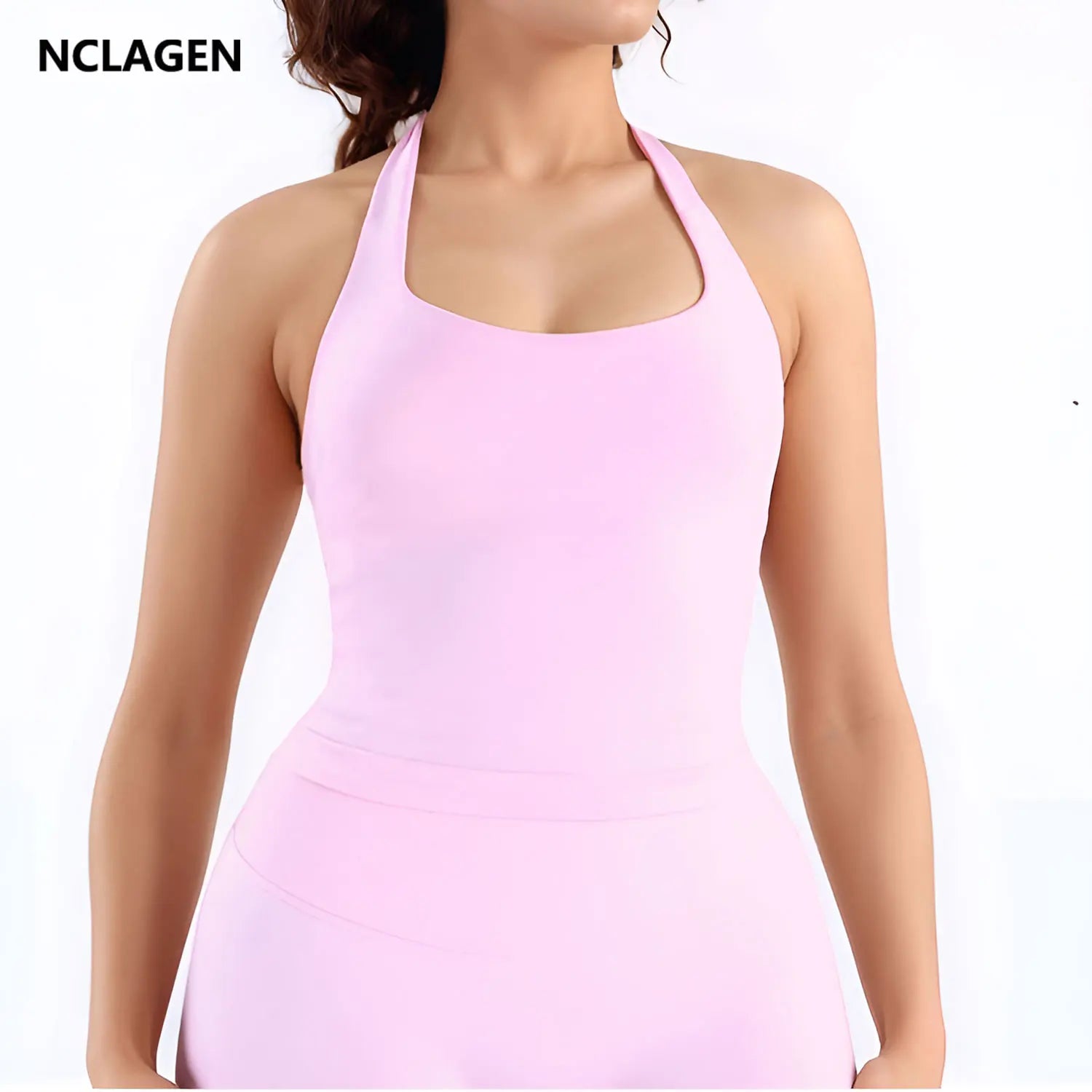 NCLAGEN Halter Yoga Tank – Removable Pad Fitness Sports Bra