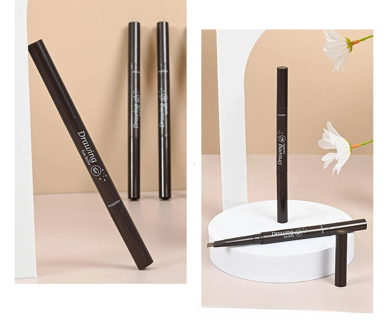 2-in-1 Waterproof Eyebrow Pencil & Tattoo Brush – 5 Colors
