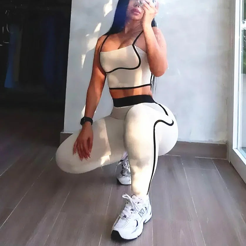 Women’s 1/2PCS Yoga & Gym Tracksuit – Bra & Shorts/Skirt Set