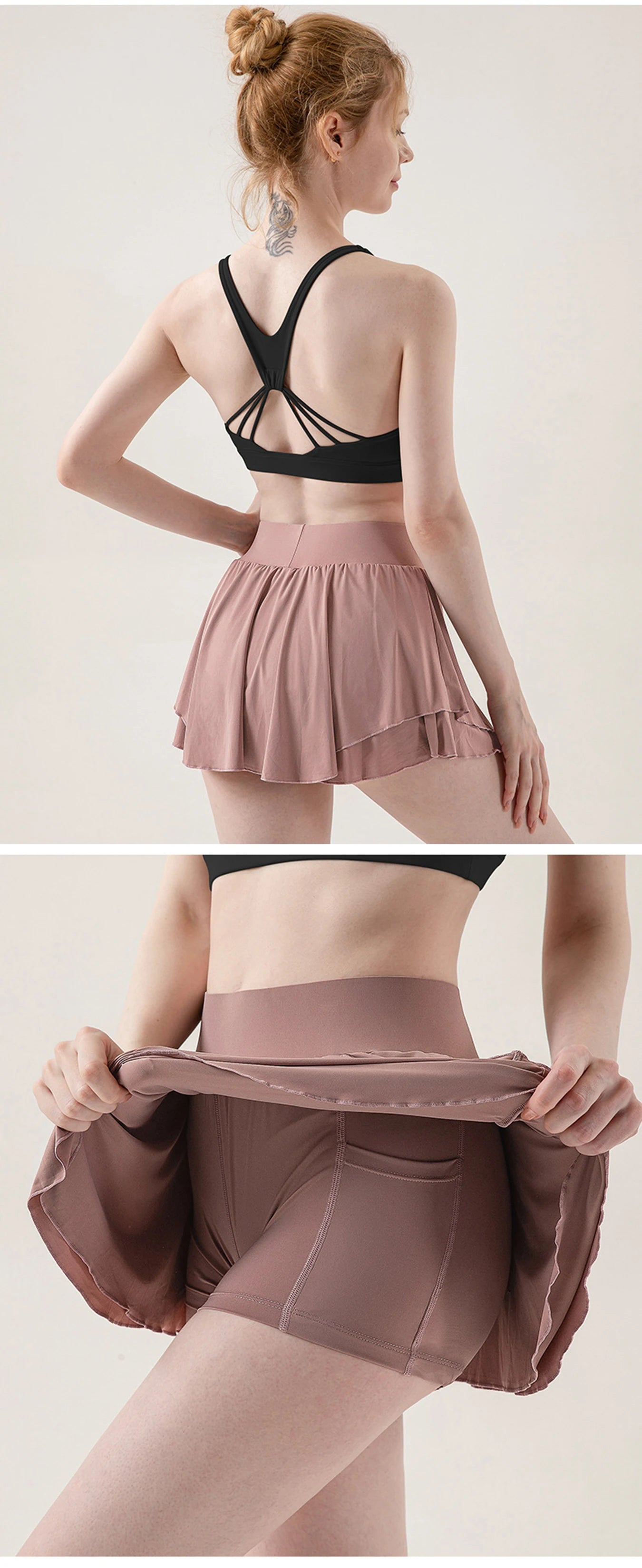 Women’s Tennis Skort – Fake Two-Layer with Built-In Shorts