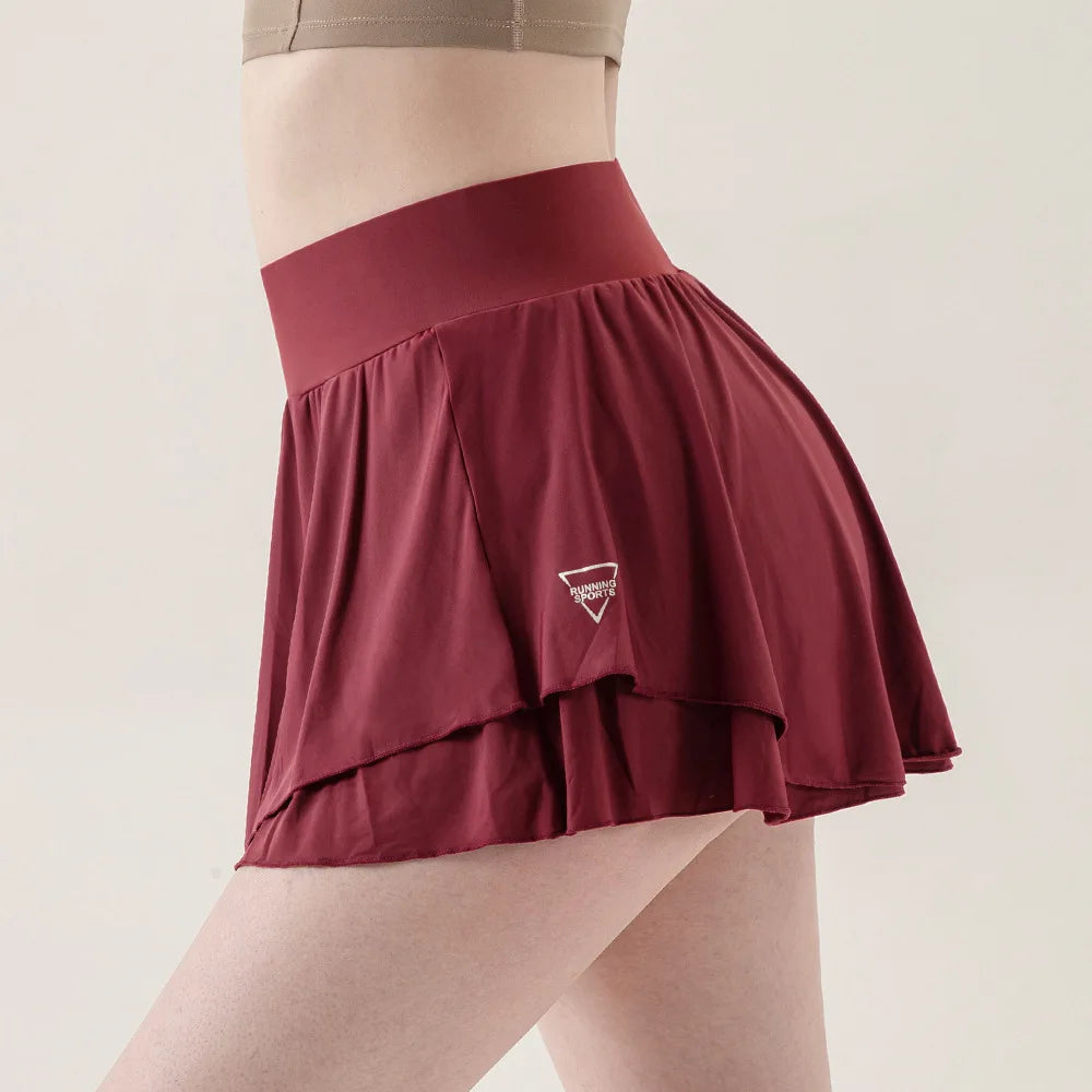 Women’s Tennis Skort – Fake Two-Layer with Built-In Shorts