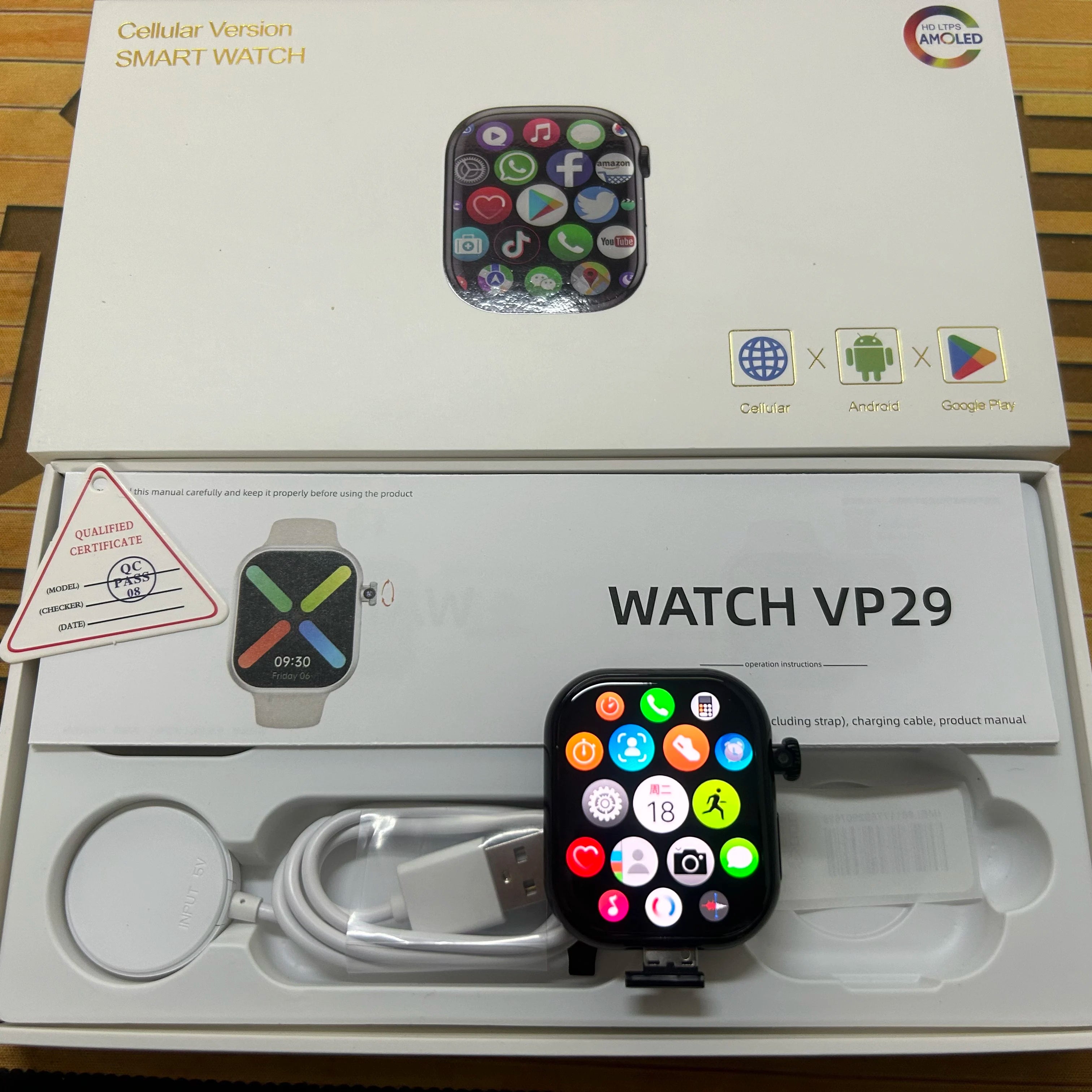 VP29 5G Android Smartwatch – 2.29" AMOLED with 8MP Rotary Camera