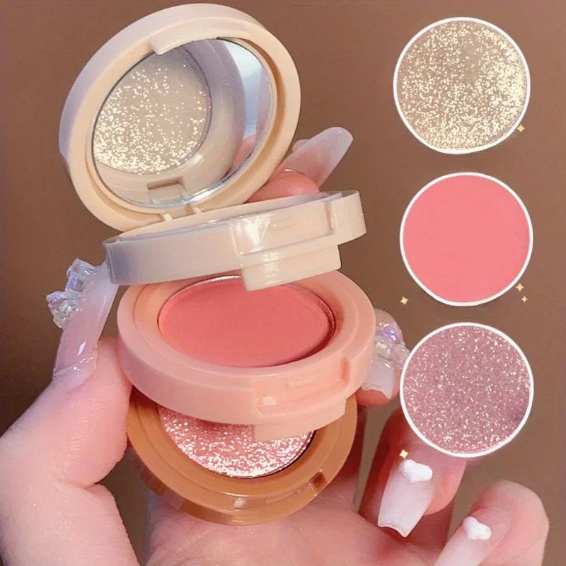 3-in-1 Blush & Highlighter Palette – Matte & Shimmer Waterproof