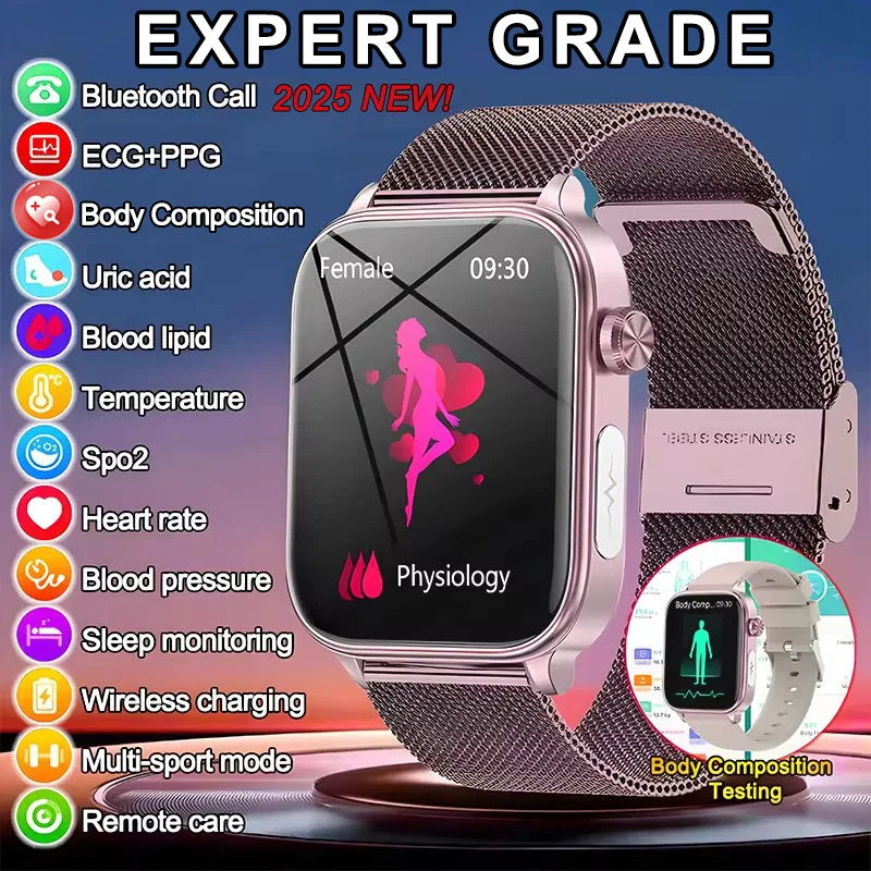 2025 ECG+PPG Smart Watch – Blood Pressure & Health Tracker