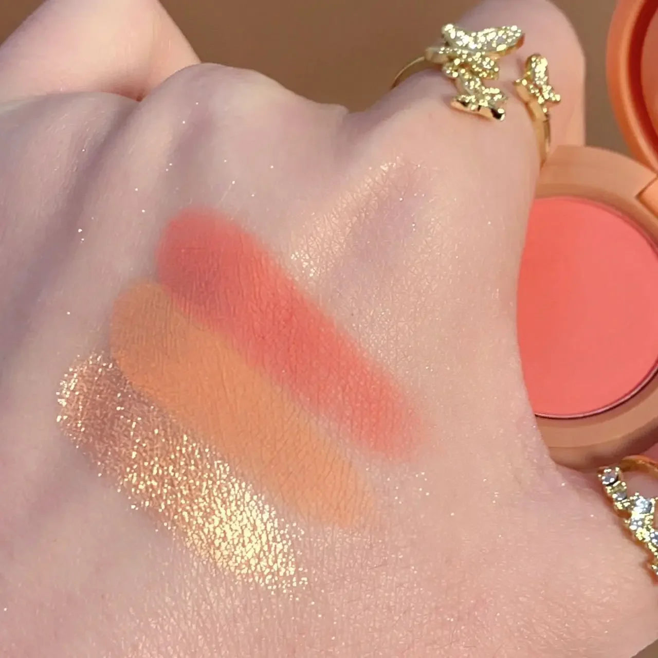 3-in-1 Blush & Highlighter Palette – Matte & Shimmer Waterproof