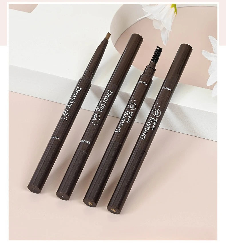 2-in-1 Waterproof Eyebrow Pencil & Tattoo Brush – 5 Colors
