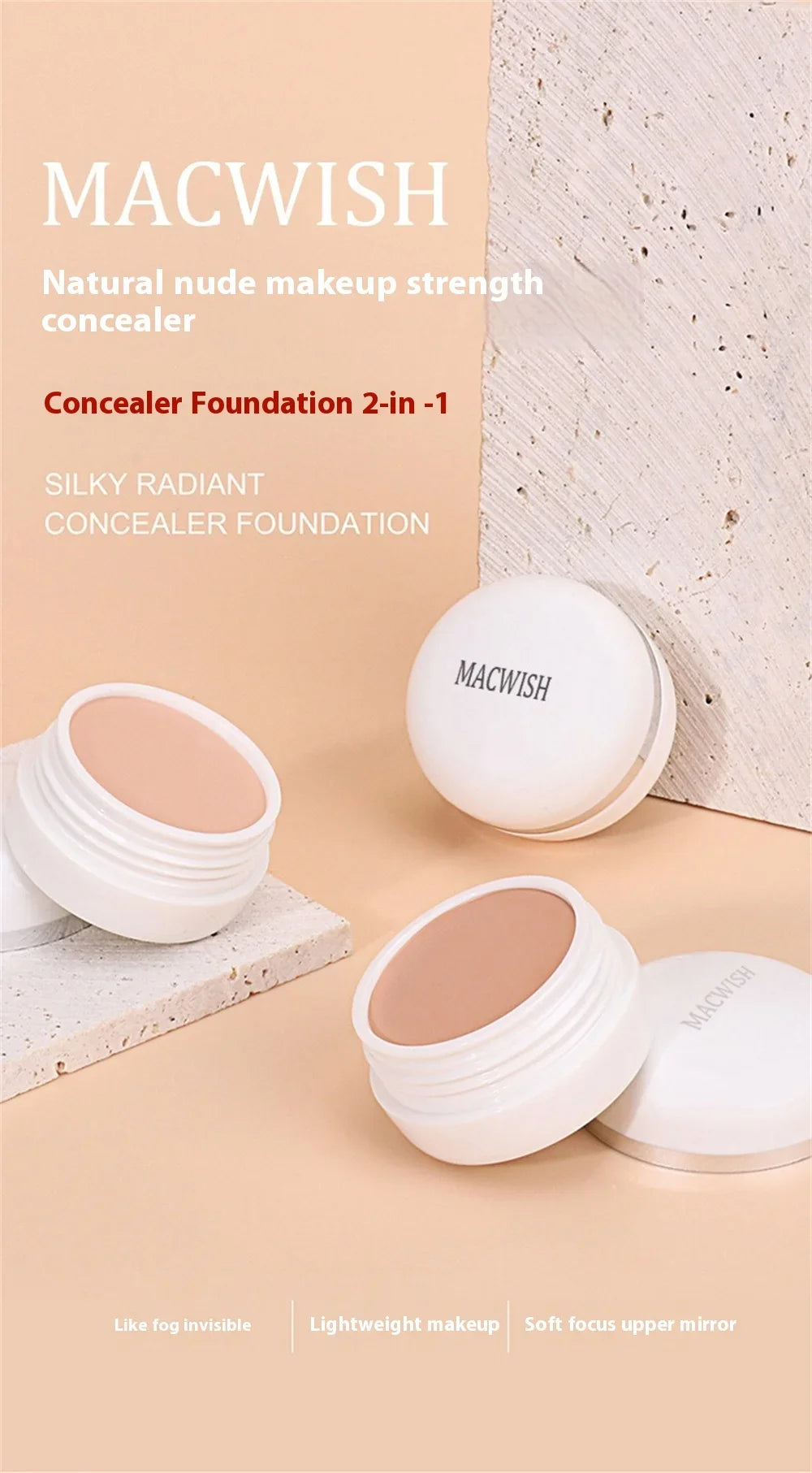 High Coverage Concealer & Foundation Cream – Waterproof BB Base